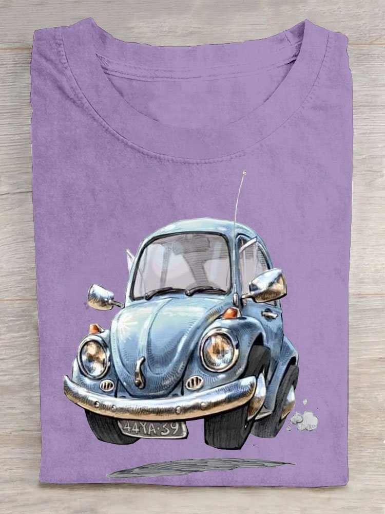 Spaß Auto Print Rundhals T-Shirt