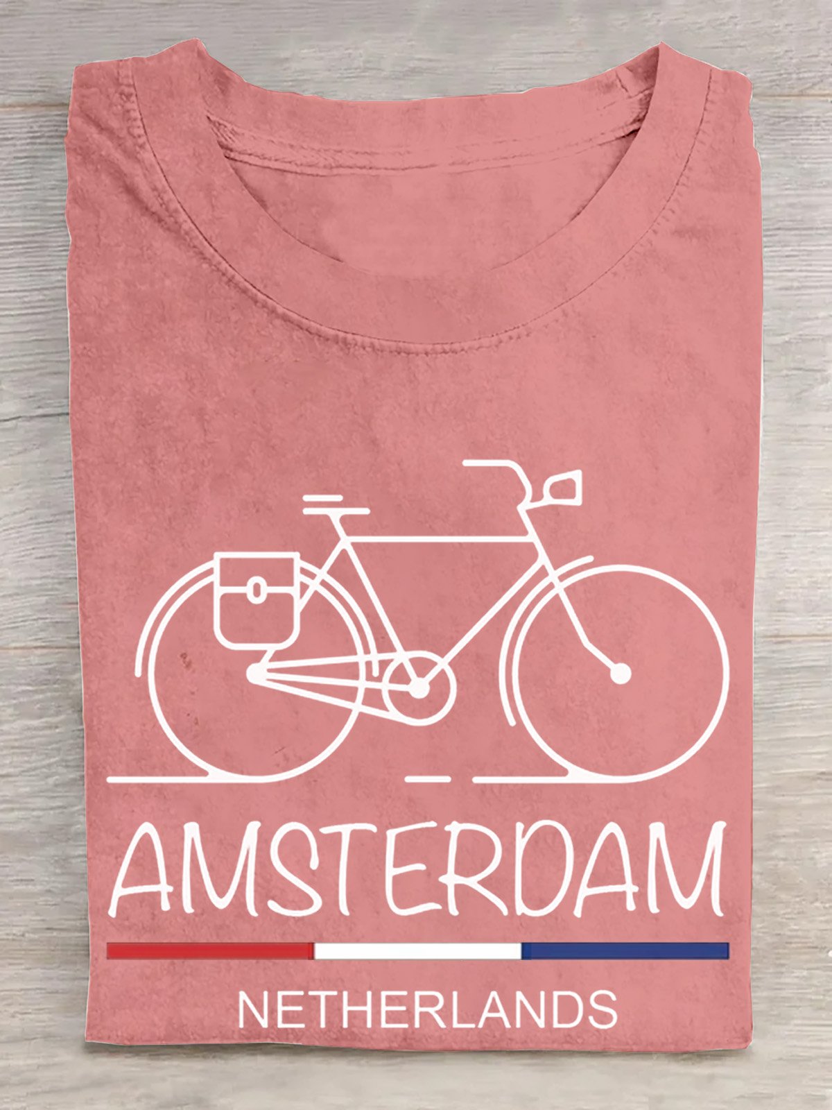 Baumwolle Retro Amsterdam Grafik Fahrrad  T-Shirt