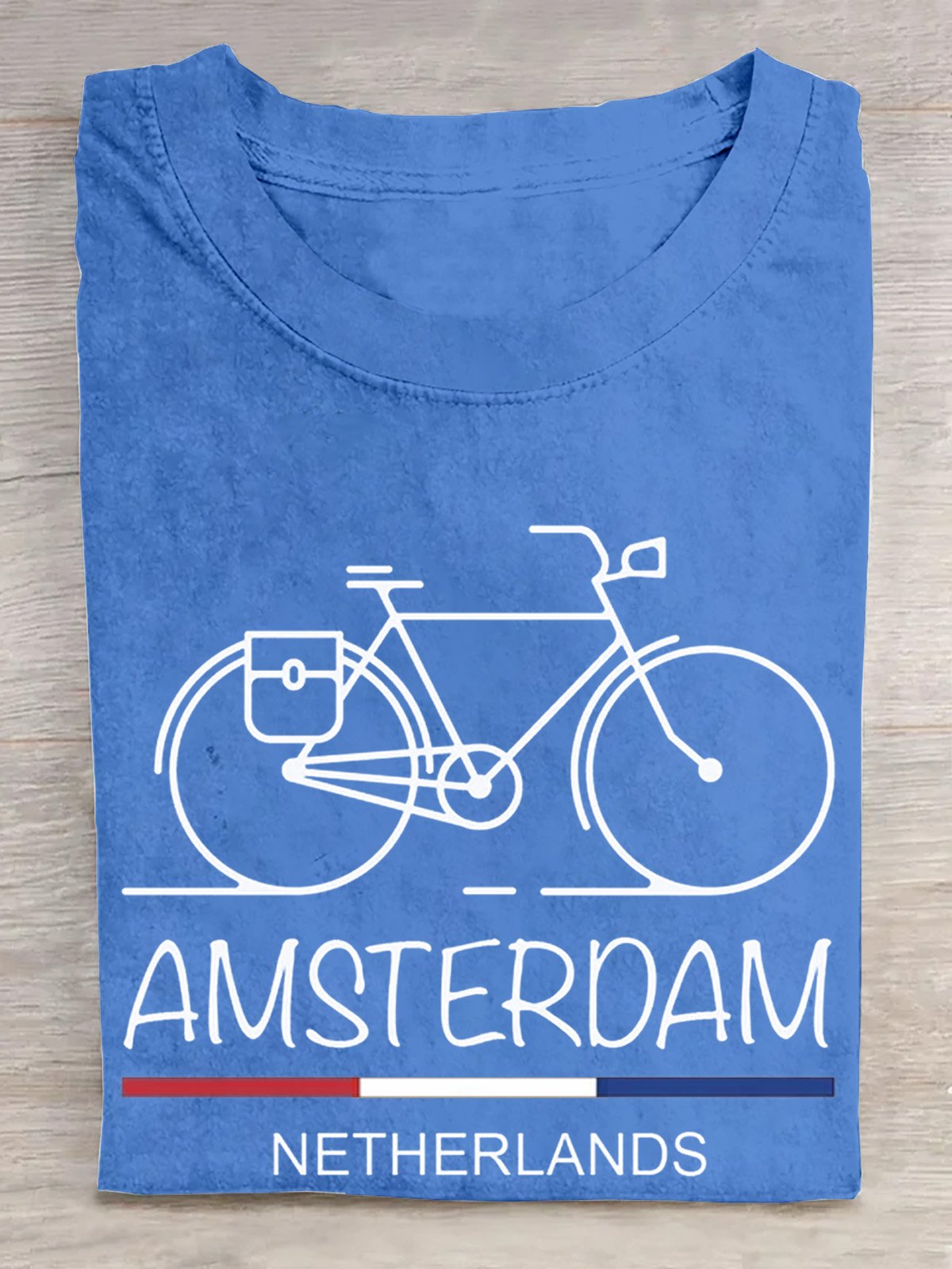 Baumwolle Retro Amsterdam Grafik Fahrrad  T-Shirt