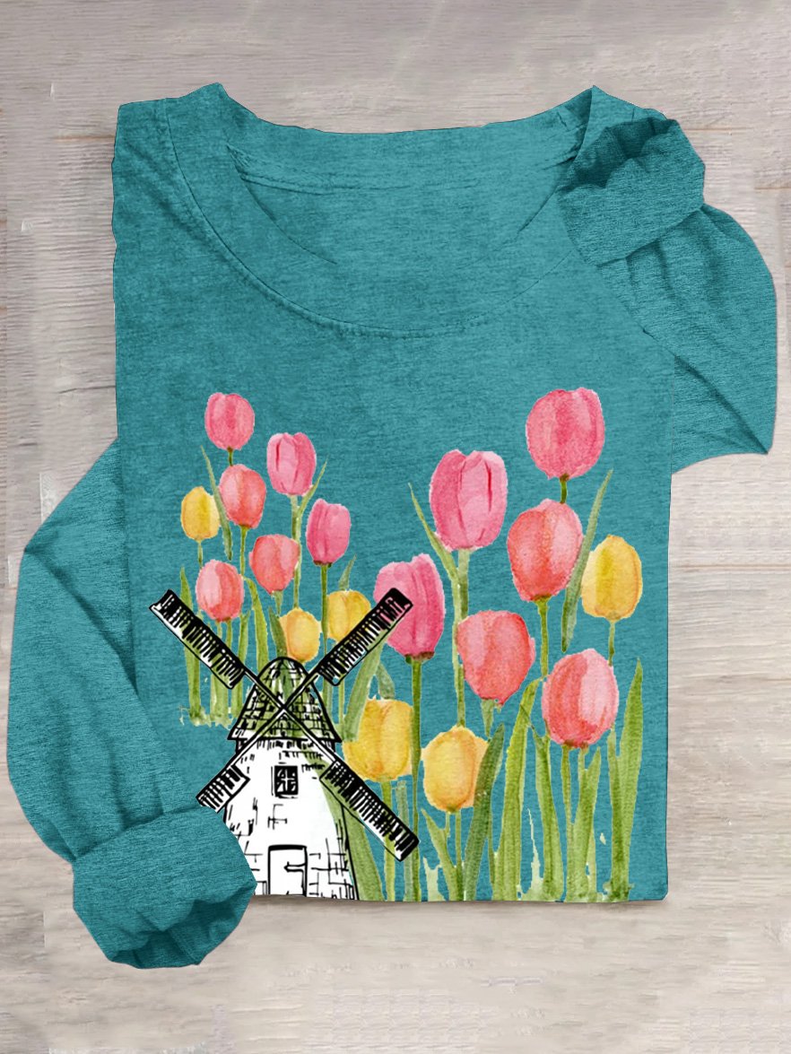 Holland Tulpe Amsterdam Windmühle T-Shirt