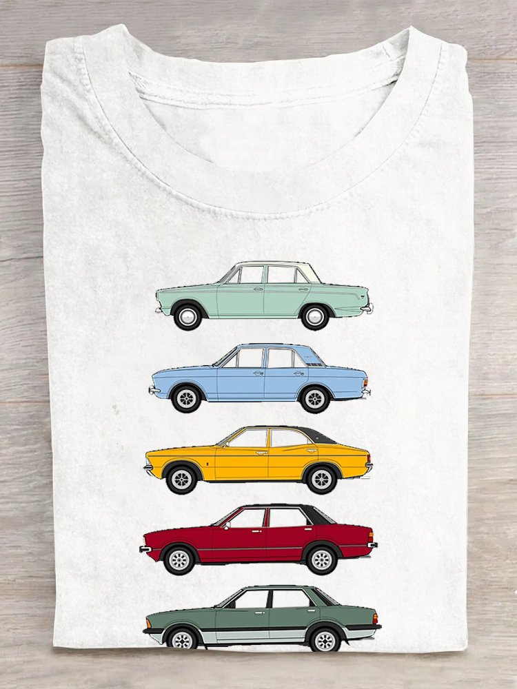 Auto Baumwolle Rundhals Lässig T-Shirt