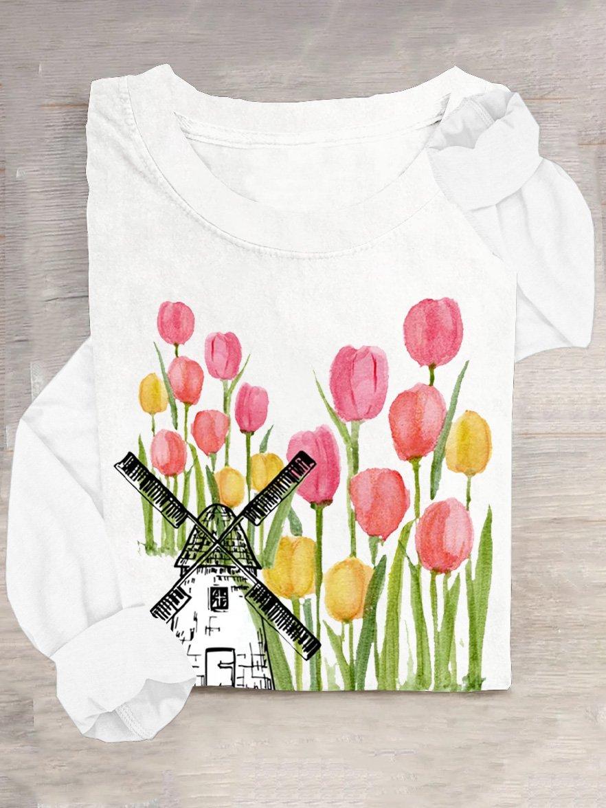 Holland Tulpe Amsterdam Windmühle T-Shirt