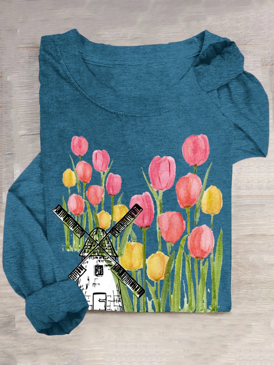 Holland Tulpe Amsterdam Windmühle T-Shirt