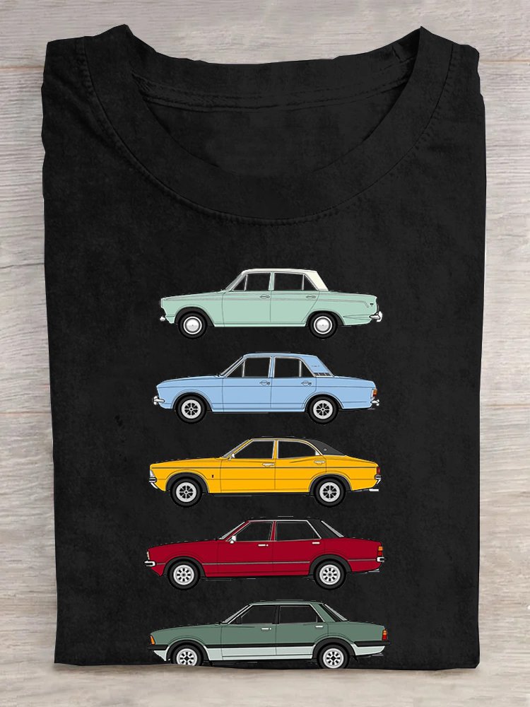 Auto Baumwolle Rundhals Lässig T-Shirt