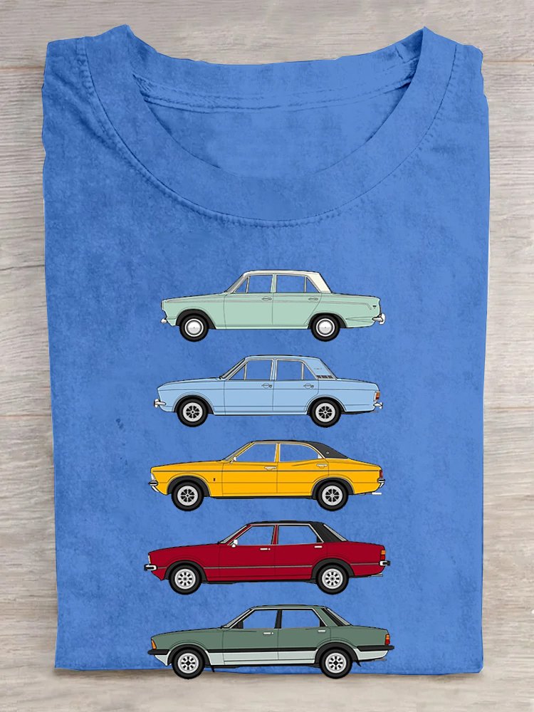 Auto Baumwolle Rundhals Lässig T-Shirt