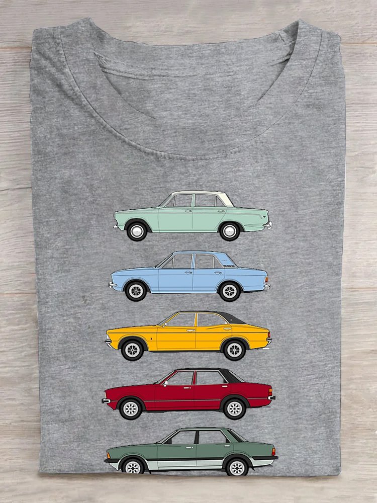 Auto Baumwolle Rundhals Lässig T-Shirt