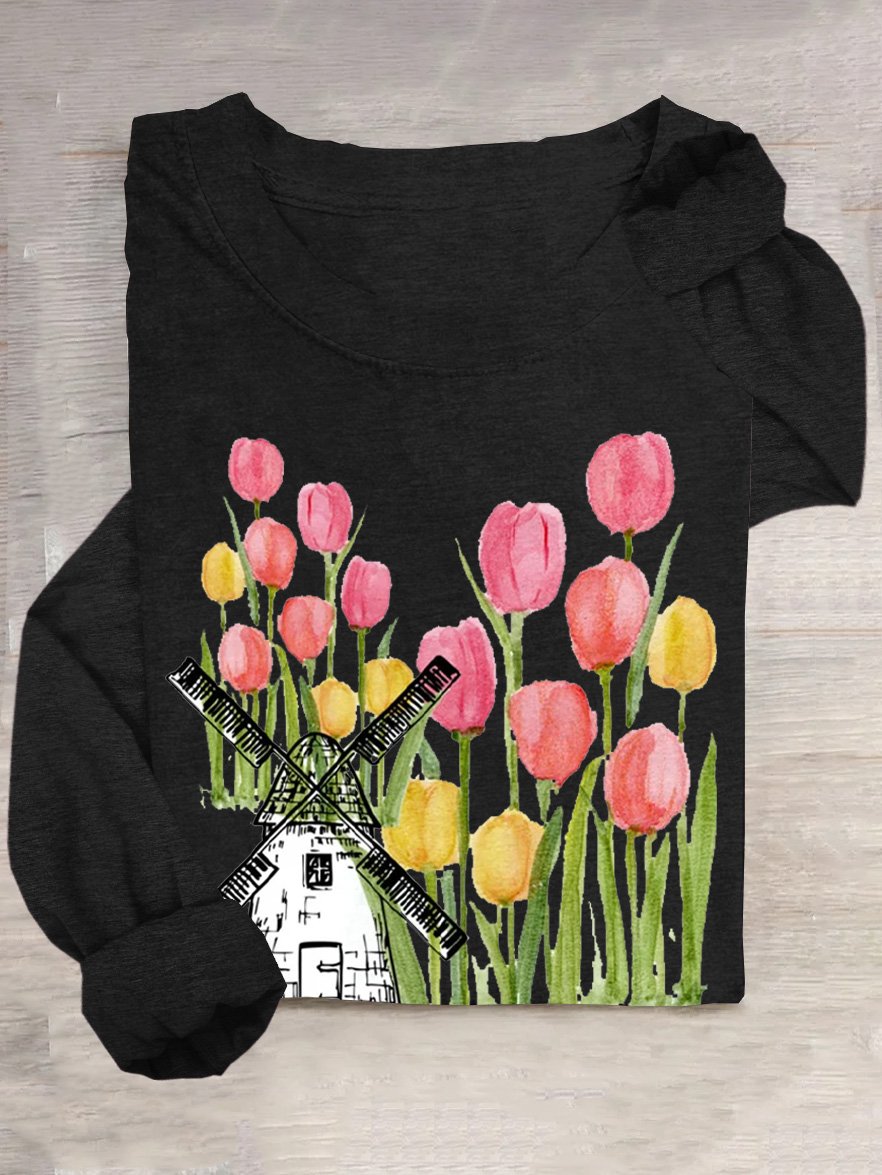 Holland Tulpe Amsterdam Windmühle T-Shirt