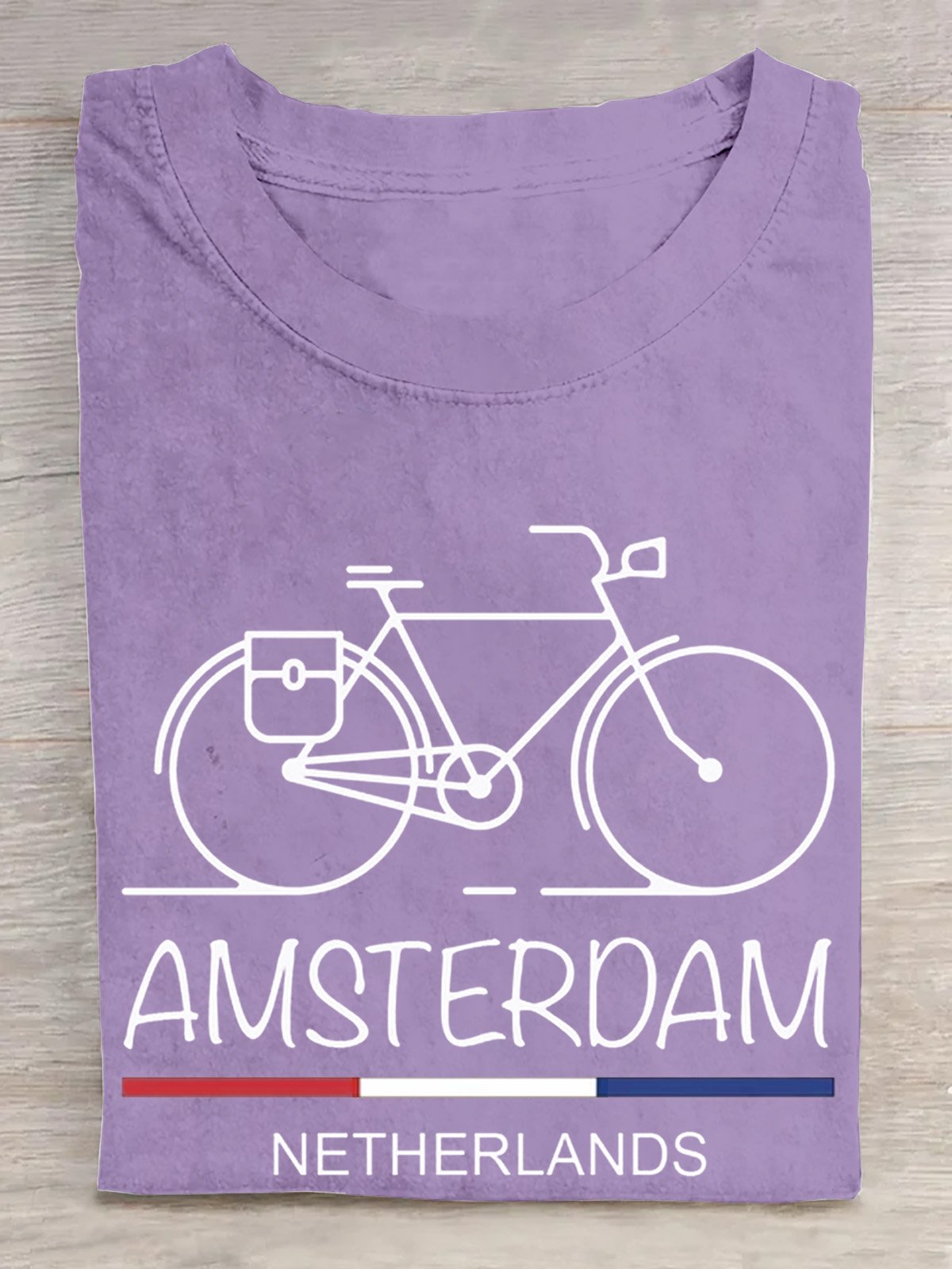 Baumwolle Retro Amsterdam Grafik Fahrrad  T-Shirt