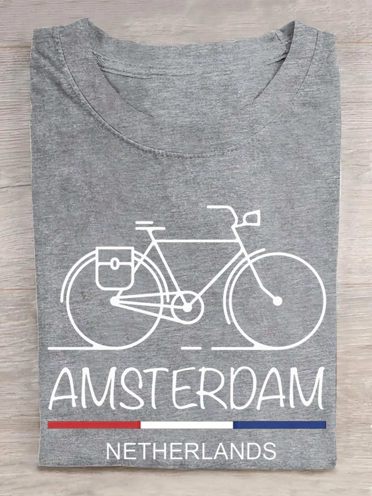 Baumwolle Retro Amsterdam Grafik Fahrrad  T-Shirt