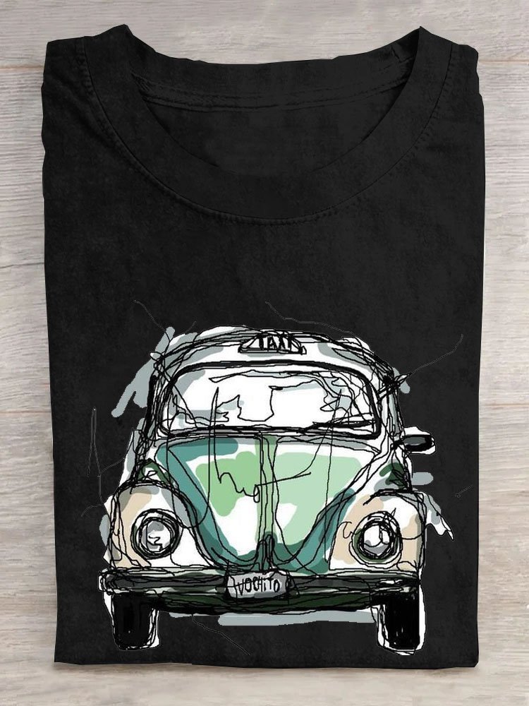 Abstrakt Auto Print Rundhals Lässig T-Shirt