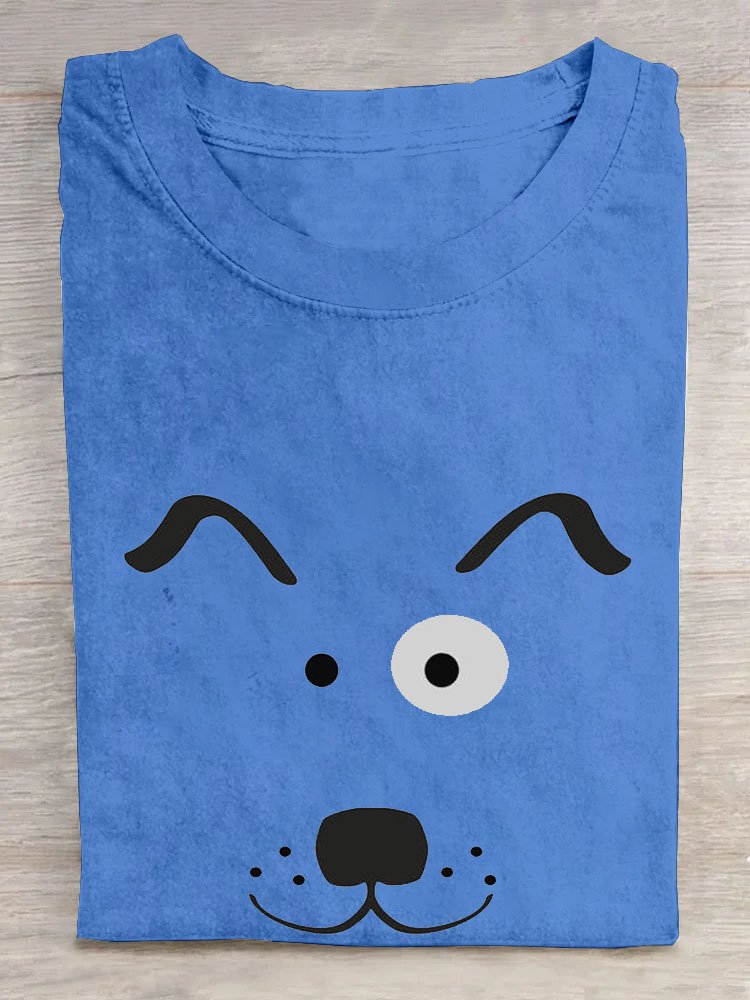 Abstrakt Hund Print Rundhals Lässig Kurz Ärmeln T-Shirt