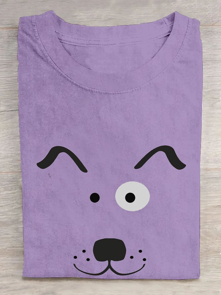 Abstrakt Hund Print Rundhals Lässig Kurz Ärmeln T-Shirt