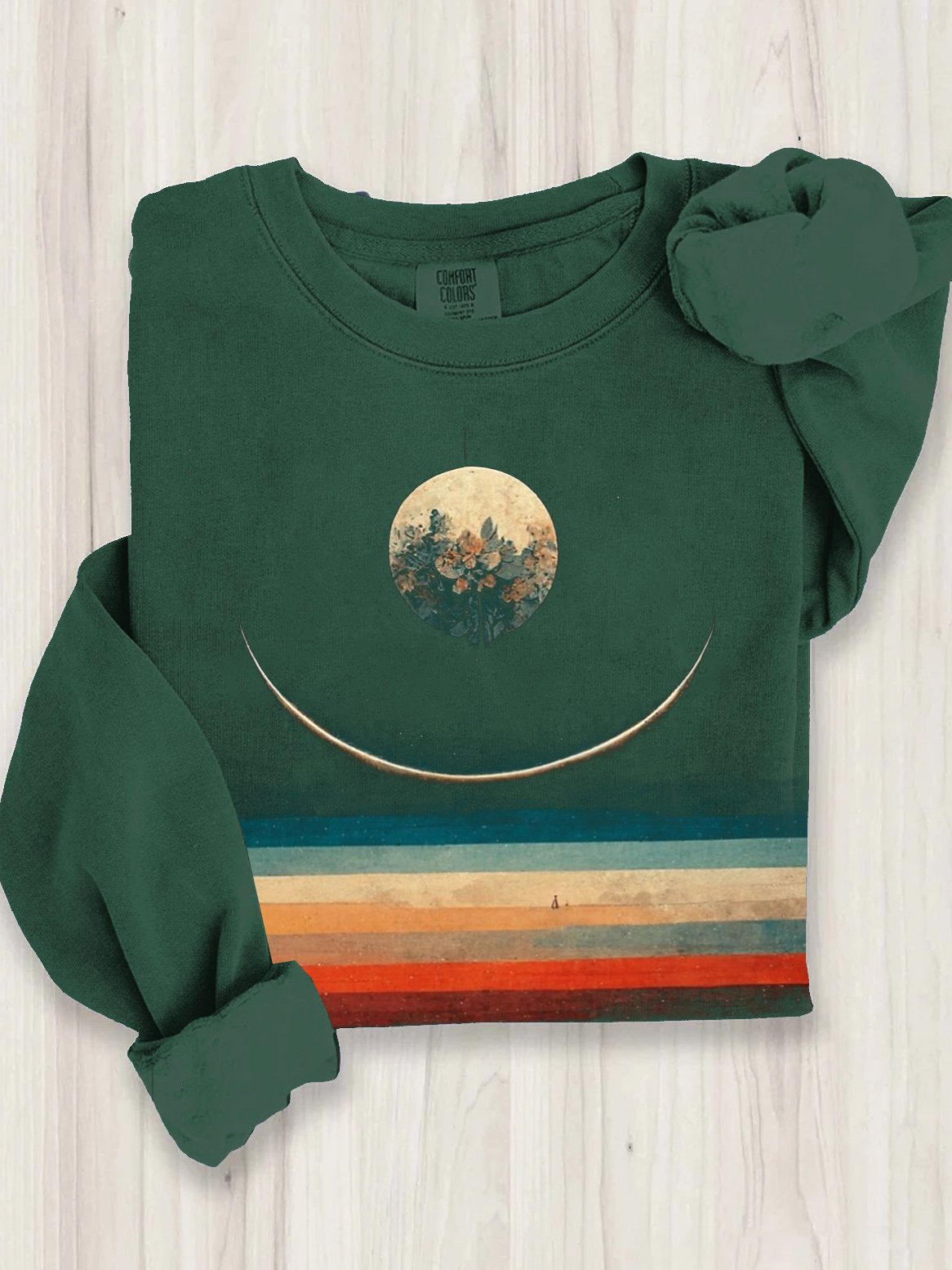 Gestreift Baumwolle Lässig Rundhals Sweatshirt