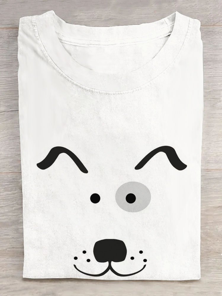 Abstrakt Hund Print Rundhals Lässig Kurz Ärmeln T-Shirt