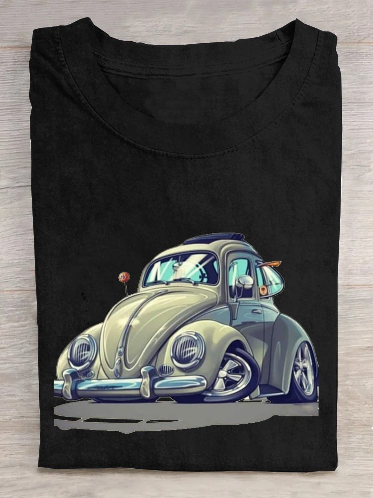 Auto Rundhals Baumwolle Lässig T-Shirt