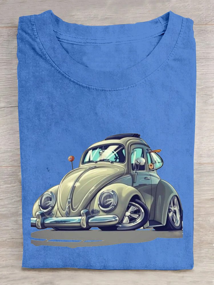 Auto Rundhals Baumwolle Lässig T-Shirt