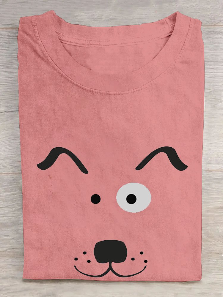 Abstrakt Hund Print Rundhals Lässig Kurz Ärmeln T-Shirt