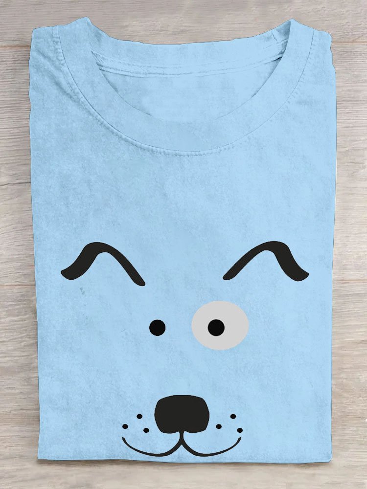 Abstrakt Hund Print Rundhals Lässig Kurz Ärmeln T-Shirt