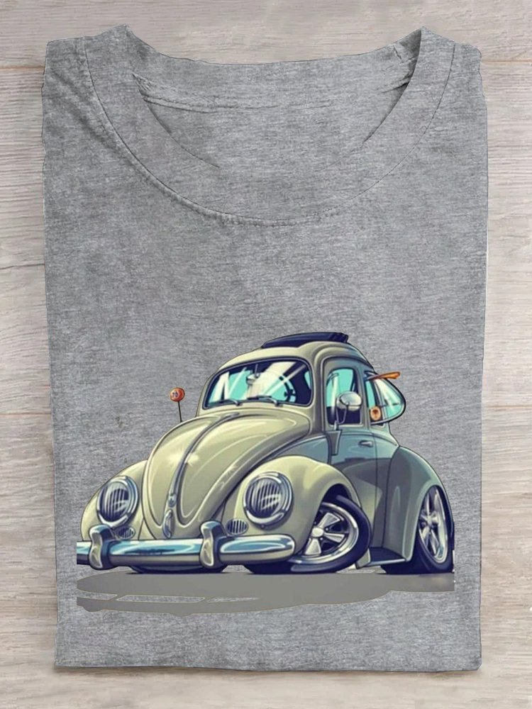 Auto Rundhals Baumwolle Lässig T-Shirt