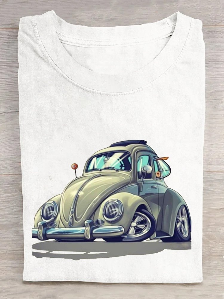 Auto Rundhals Baumwolle Lässig T-Shirt