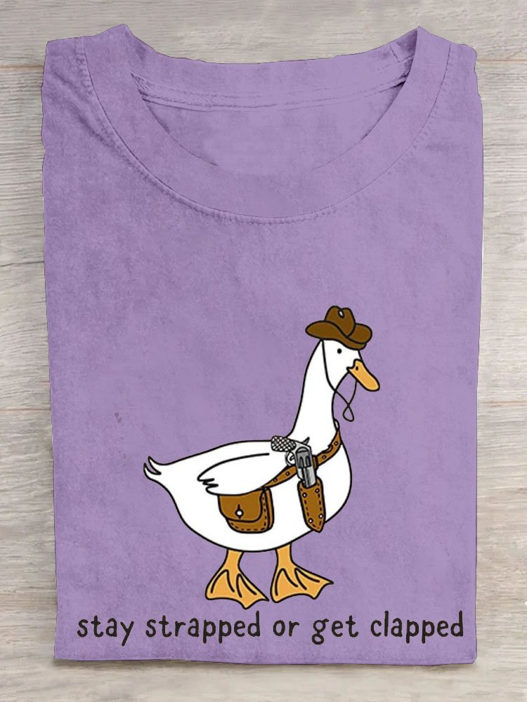 Ente Text Buchstabe Print Rundhals Kurz Ärmeln T-Shirt