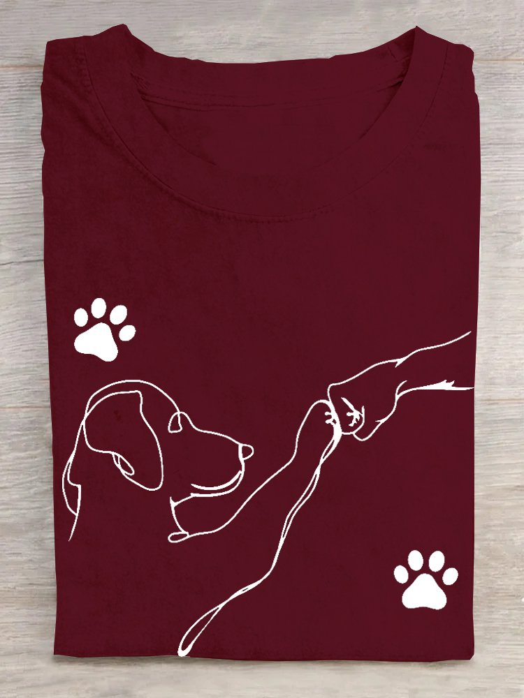 Weit Hund Lässig Baumwolle T-Shirt