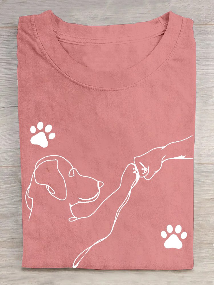 Weit Hund Lässig Baumwolle T-Shirt