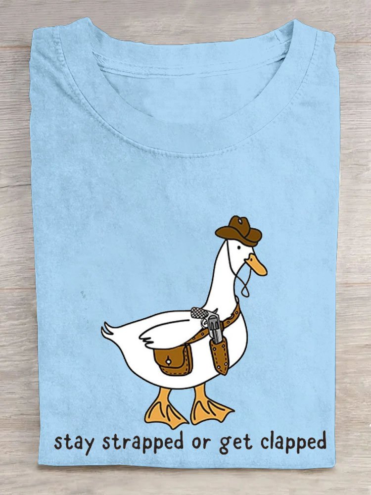 Ente Text Buchstabe Print Rundhals Kurz Ärmeln T-Shirt