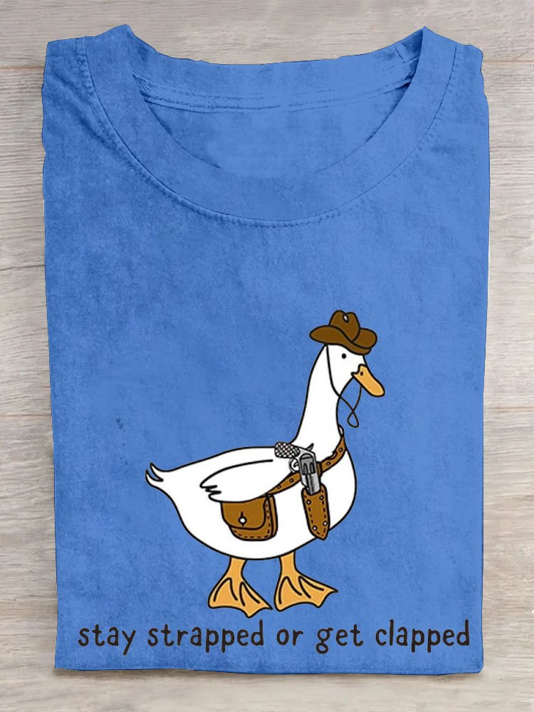 Ente Text Buchstabe Print Rundhals Kurz Ärmeln T-Shirt