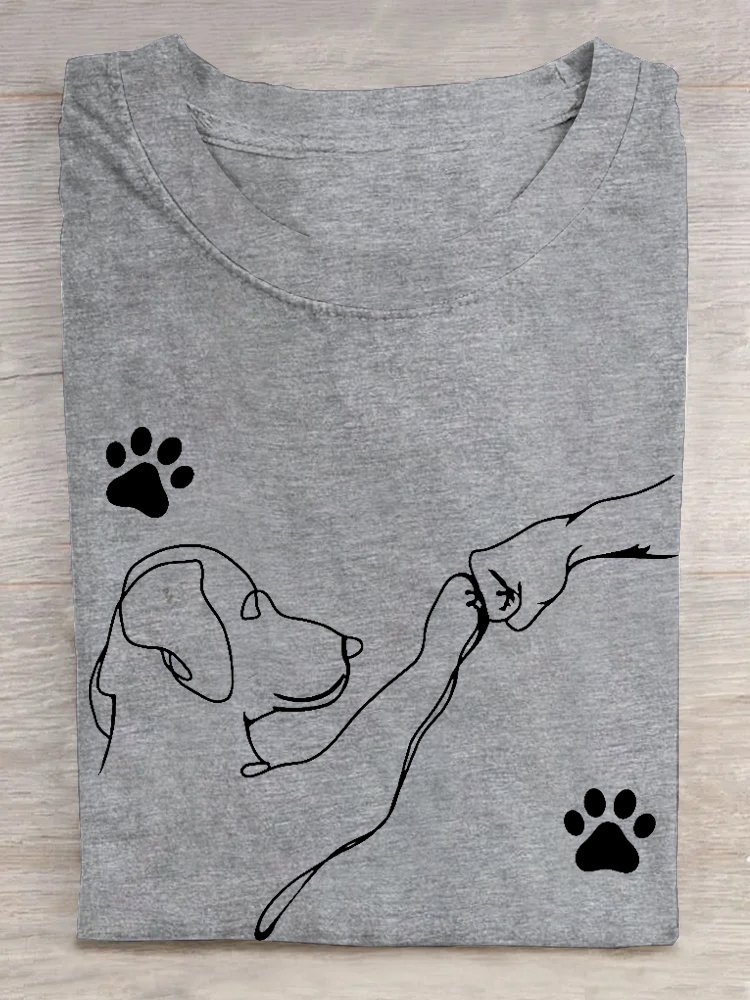 Weit Hund Lässig Baumwolle T-Shirt