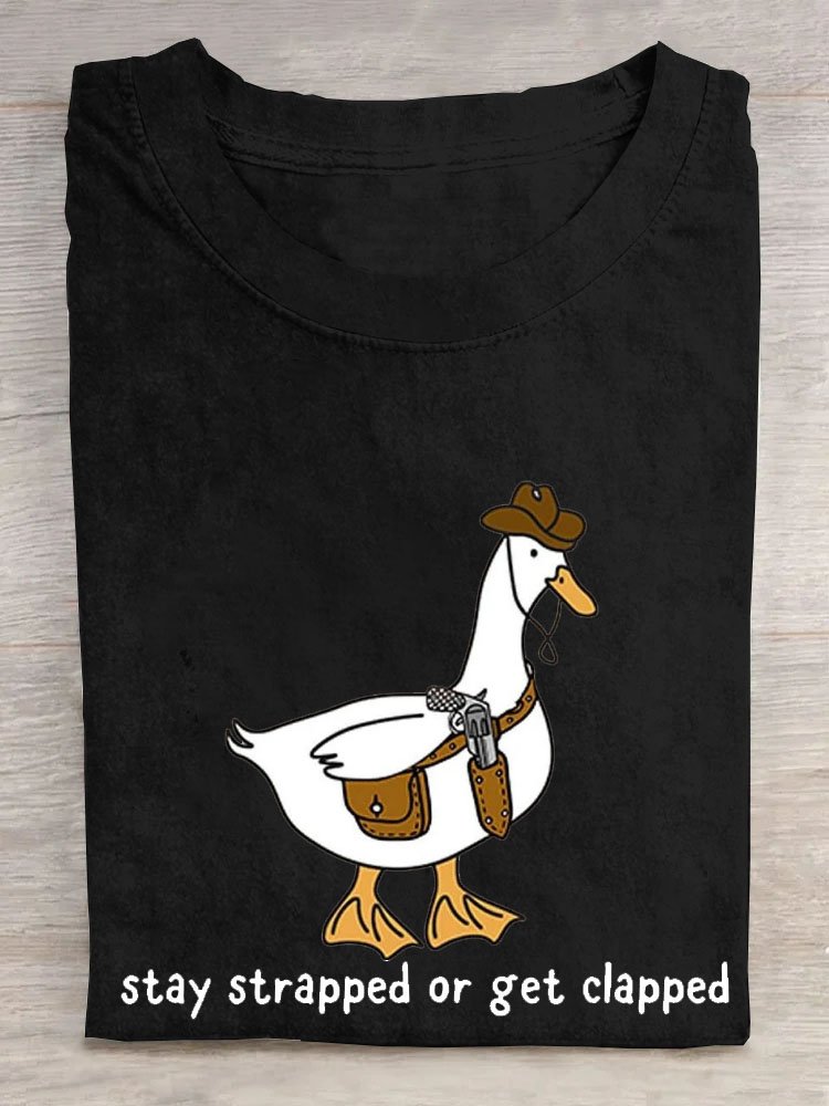 Ente Text Buchstabe Print Rundhals Kurz Ärmeln T-Shirt