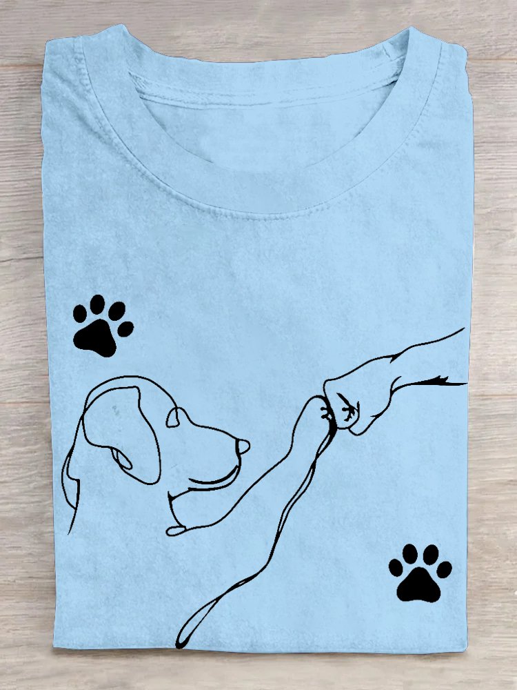 Weit Hund Lässig Baumwolle T-Shirt