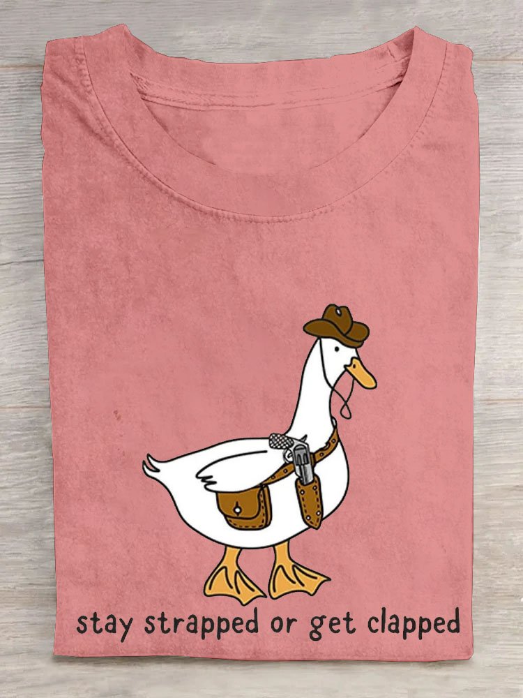 Ente Text Buchstabe Print Rundhals Kurz Ärmeln T-Shirt