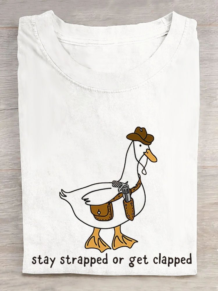 Ente Text Buchstabe Print Rundhals Kurz Ärmeln T-Shirt