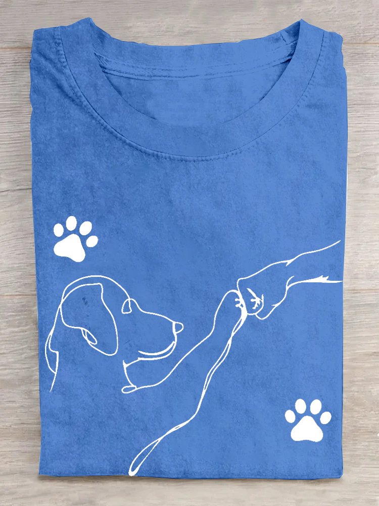 Weit Hund Lässig Baumwolle T-Shirt