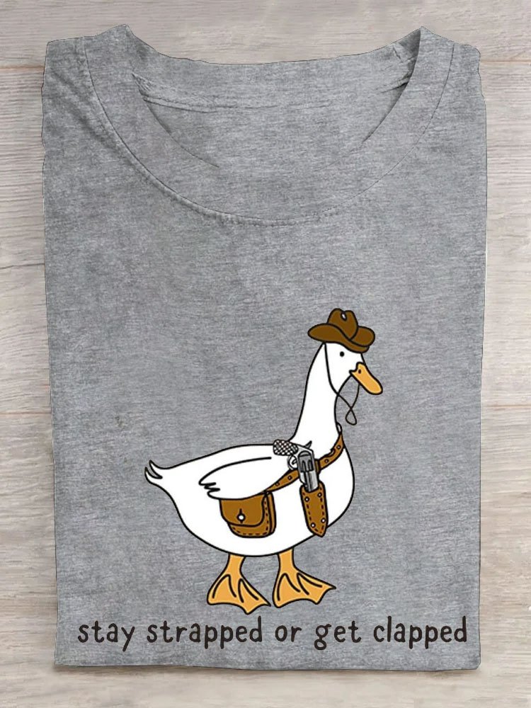 Ente Text Buchstabe Print Rundhals Kurz Ärmeln T-Shirt