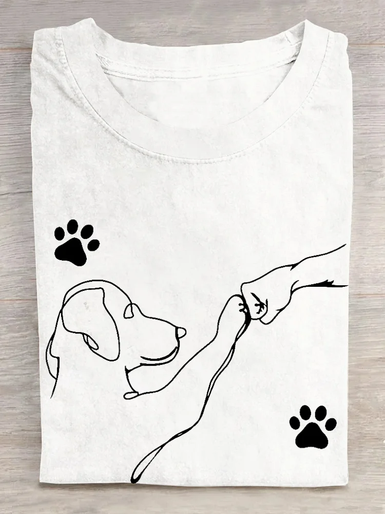 Weit Hund Lässig Baumwolle T-Shirt