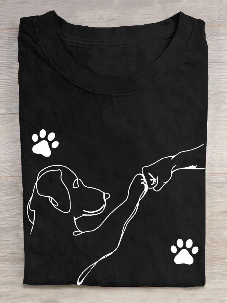 Weit Hund Lässig Baumwolle T-Shirt