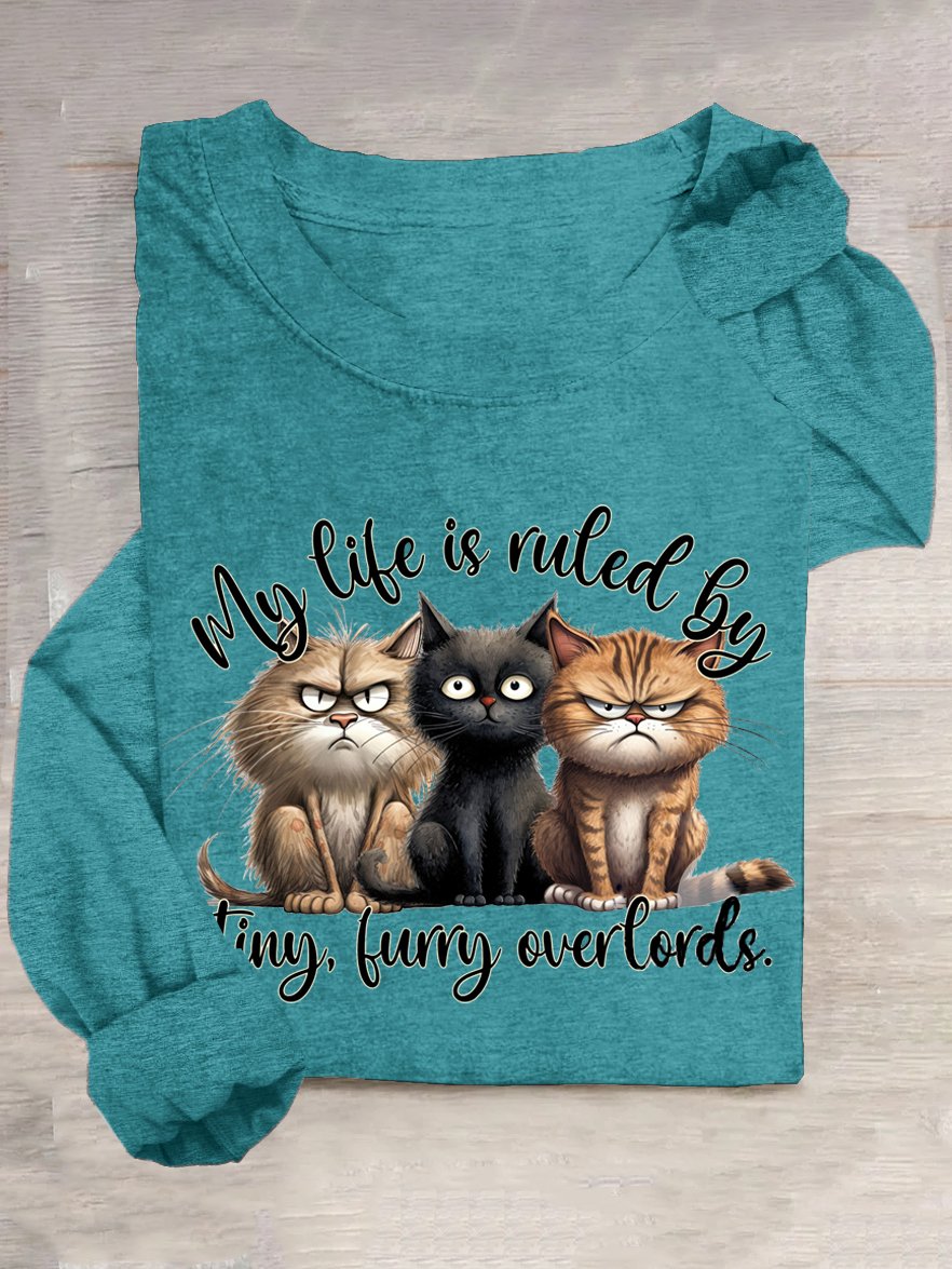 Katze Lässig Baumwollmischung T-Shirt