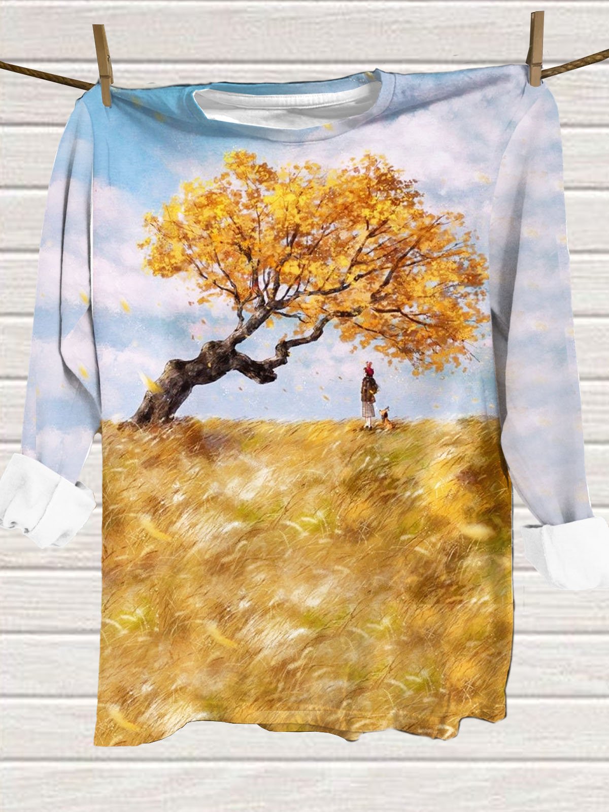 Landschaft Rundhals Lässig T-Shirt