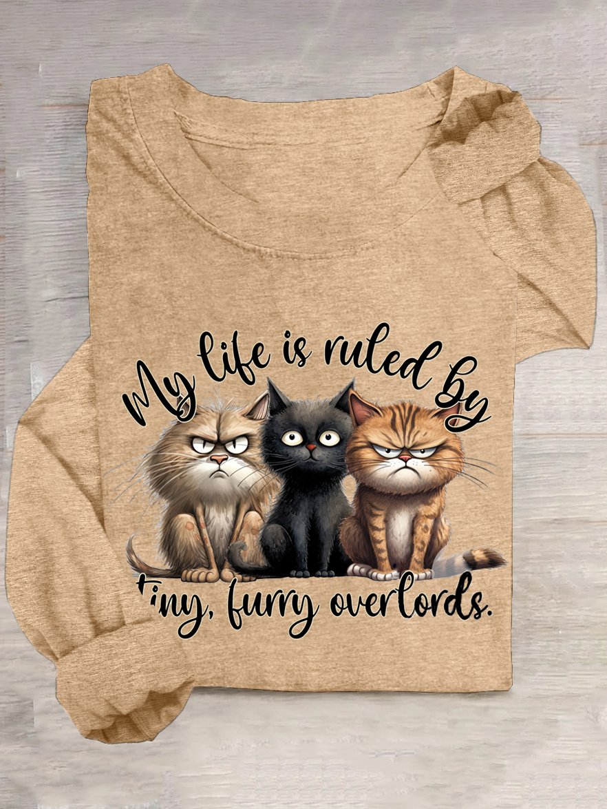 Katze Lässig Baumwollmischung T-Shirt