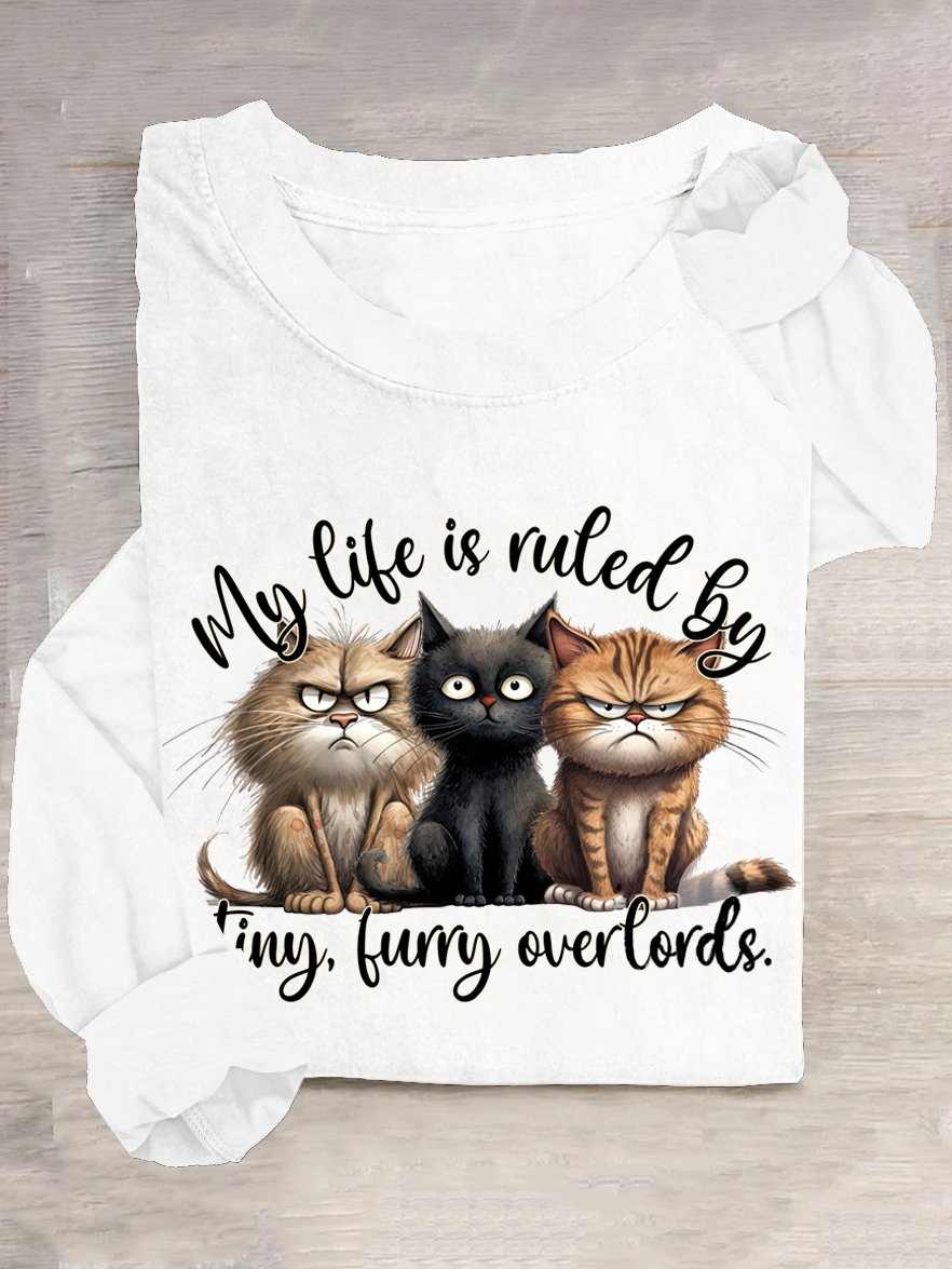 Katze Lässig Baumwollmischung T-Shirt