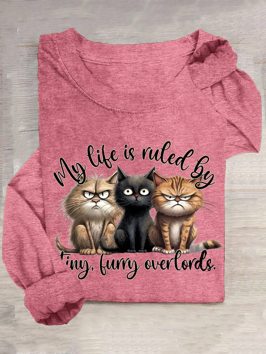 Katze Lässig Baumwollmischung T-Shirt