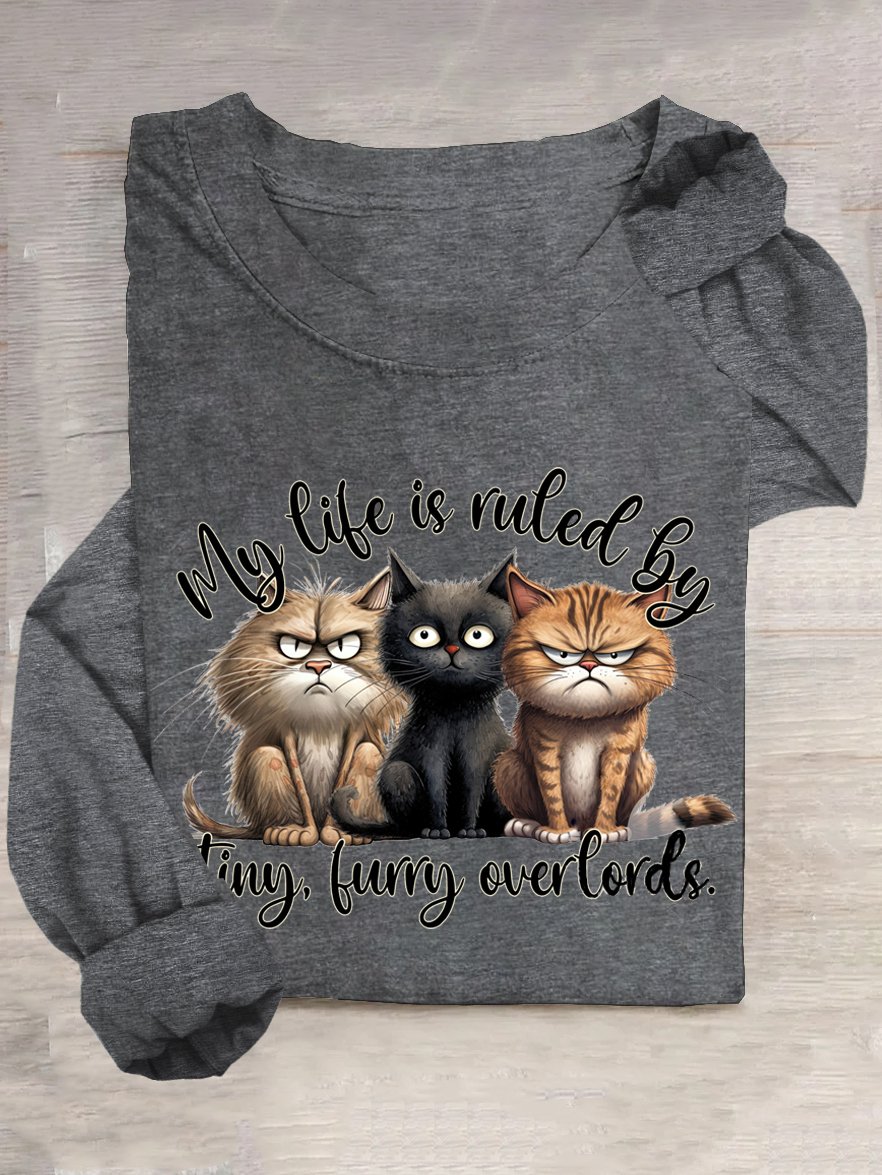 Katze Lässig Baumwollmischung T-Shirt