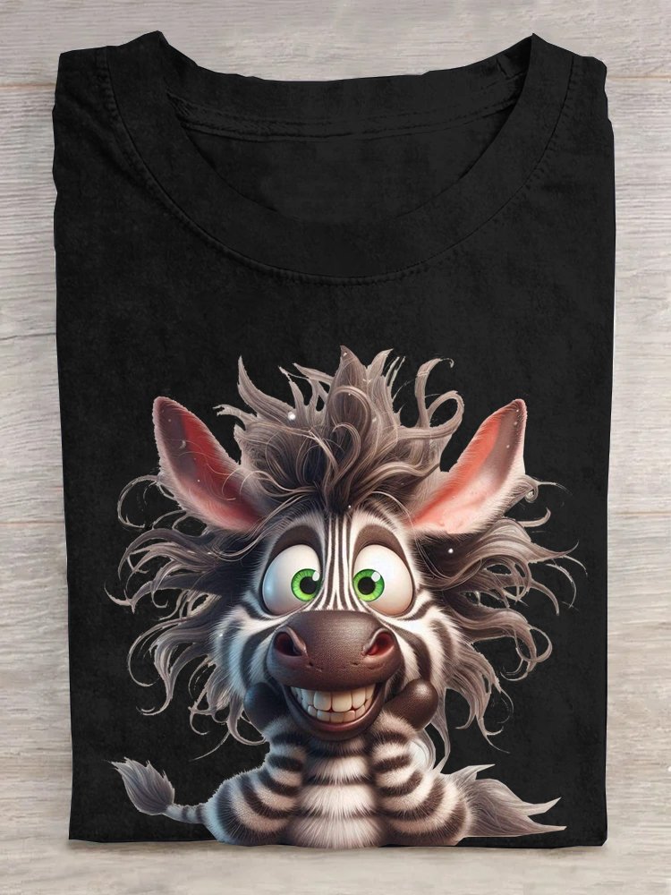 Lässig Weit Zebra T-Shirt