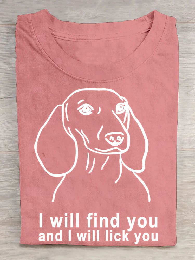 Hund Buchstabe Print Rundhals T-Shirt