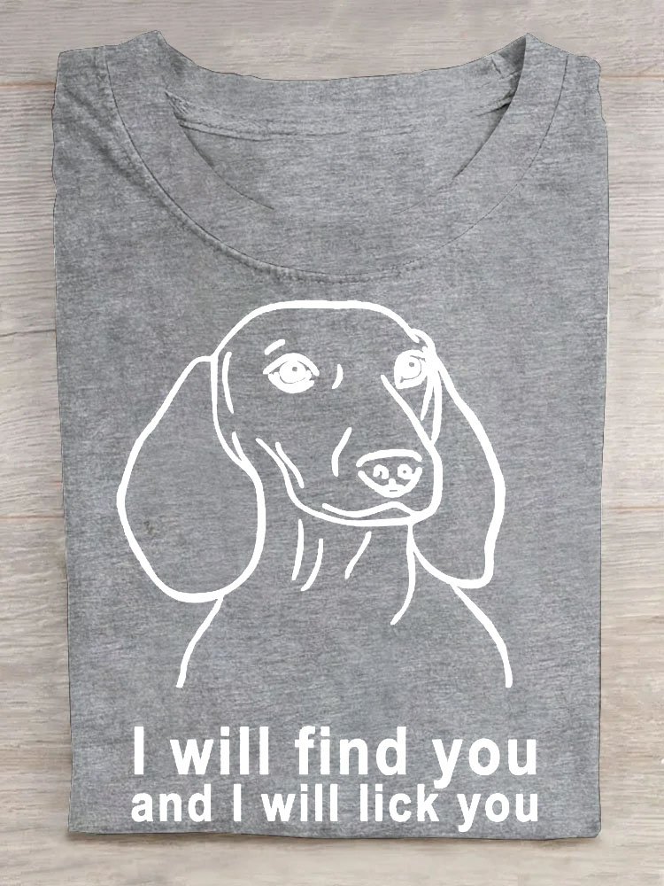 Hund Buchstabe Print Rundhals T-Shirt