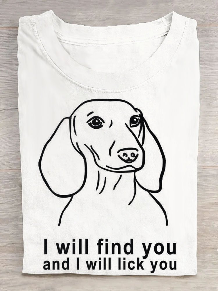 Hund Buchstabe Print Rundhals T-Shirt