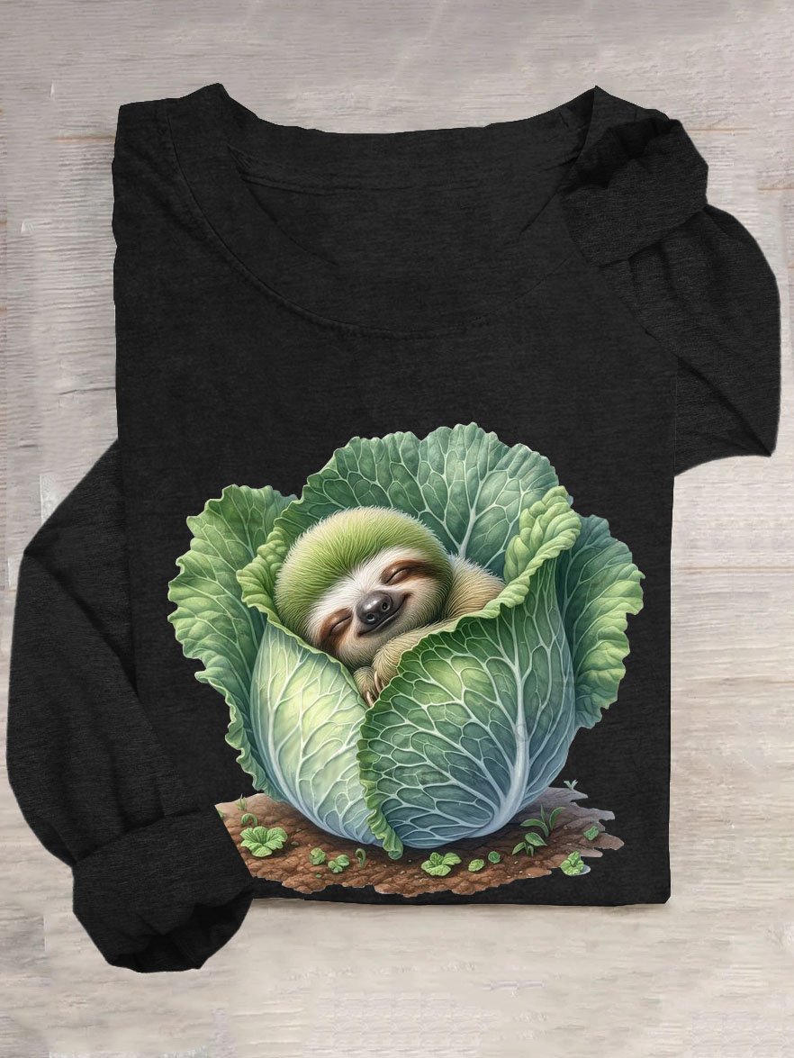 Lustig Gemüse Tierdruck Rundhals T-Shirt