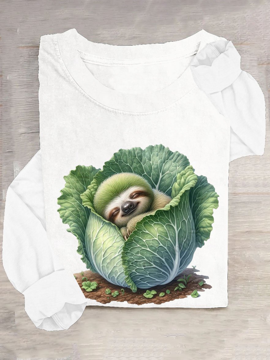 Lustig Gemüse Tierdruck Rundhals T-Shirt